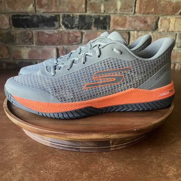 Skechers Viper Court Pro Pickleball Shoes Sneakers Gray Orange Men's 13 - Picture 10 of 16